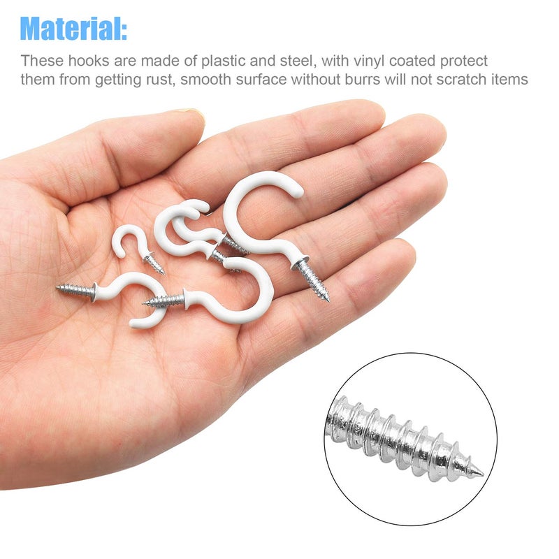 DYWISHKEY Cup Hooks Kit, 110PCS 6 Sizes, Vinyl Coated Ceiling Hooks Holder for Home, Office and Workplace, White (1/2", 5/8", 3/4", 7/8", 1", 1-1/4") - Image 5